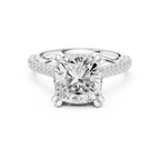 4.62 CTW Cushion Lab Grown Diamond Multi-Row Pave Hidden Halo Wedding Ring