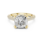 4.62 CTW Cushion Lab Grown Diamond Multi-Row Pave Hidden Halo Wedding Ring
