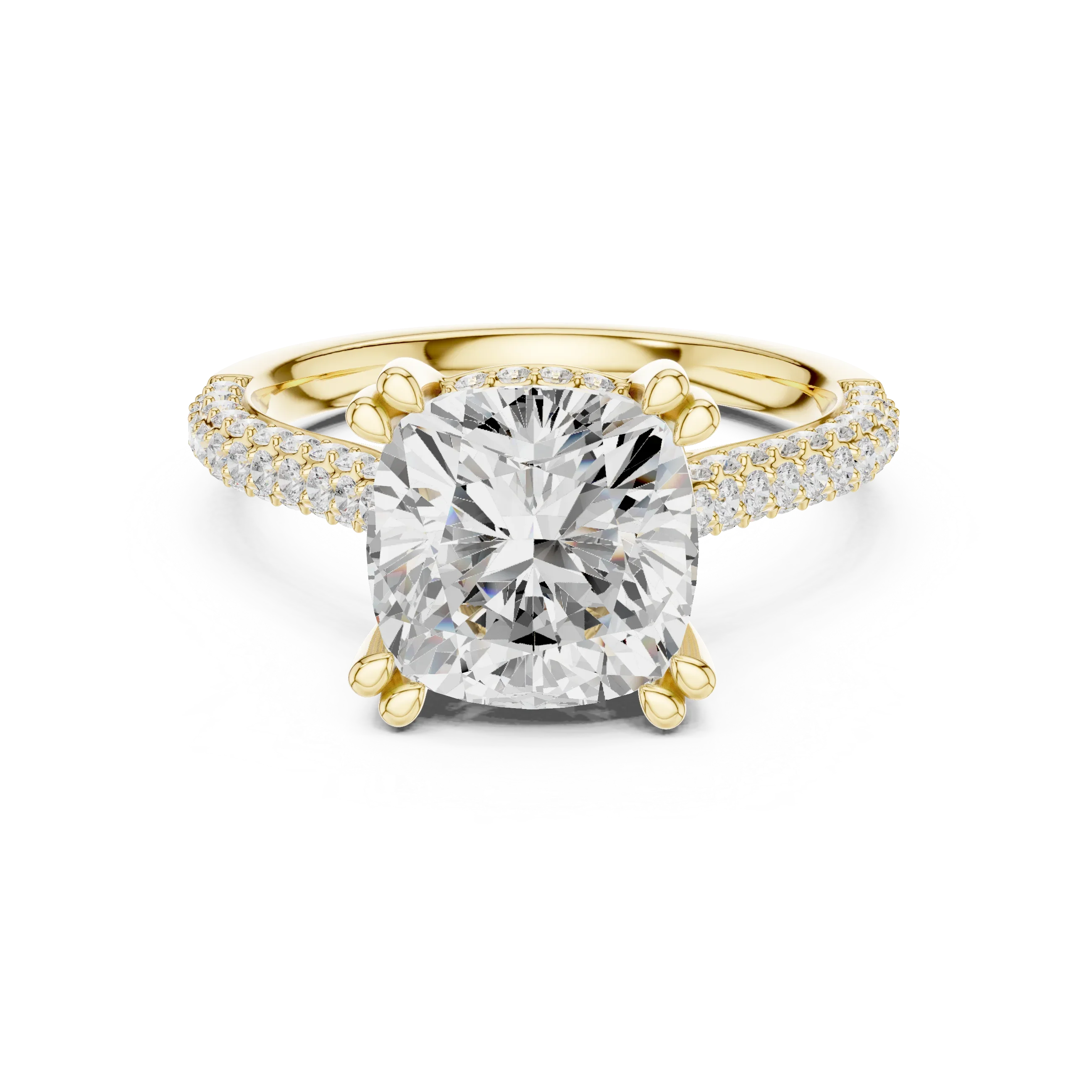 4.62 CTW Cushion Lab Grown Diamond Multi-Row Pave Hidden Halo Wedding Ring