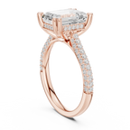 4.62 CTW Emerald Lab Grown Diamond Multi-Row Pave Hidden Halo Wedding Ring