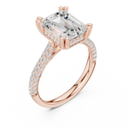 4.62 CTW Emerald Lab Grown Diamond Multi-Row Pave Hidden Halo Wedding Ring