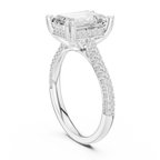 4.62 CTW Emerald Lab Grown Diamond Multi-Row Pave Hidden Halo Wedding Ring
