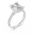 4.62 CTW Emerald Lab Grown Diamond Multi-Row Pave Hidden Halo Wedding Ring