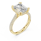 4.62 CTW Emerald Lab Grown Diamond Multi-Row Pave Hidden Halo Wedding Ring