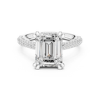 4.62 CTW Emerald Lab Grown Diamond Multi-Row Pave Hidden Halo Wedding Ring