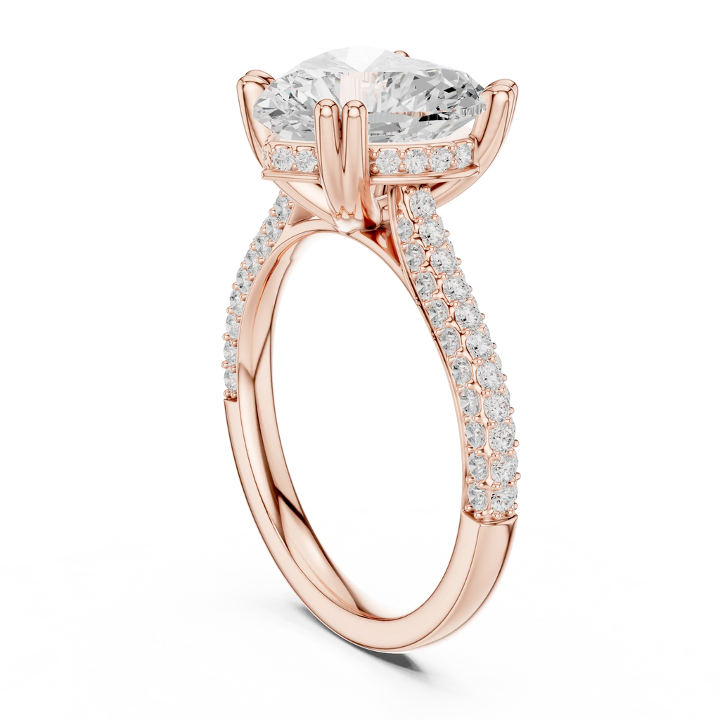 4.62 CTW Heart Lab Grown Diamond Multi-Row Pave Hidden Halo Wedding Ring