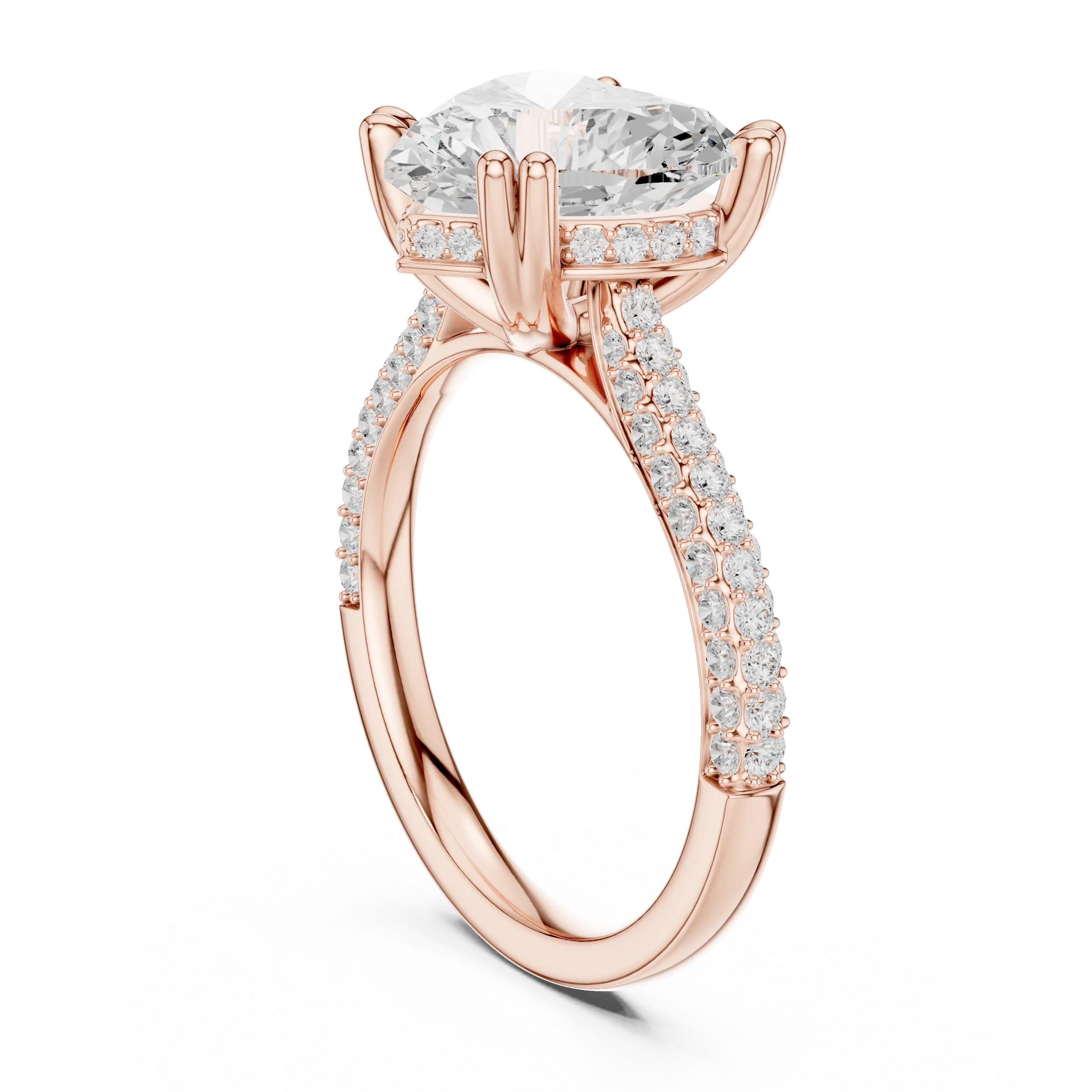 4.62 CTW Heart Lab Grown Diamond Multi-Row Pave Hidden Halo Wedding Ring