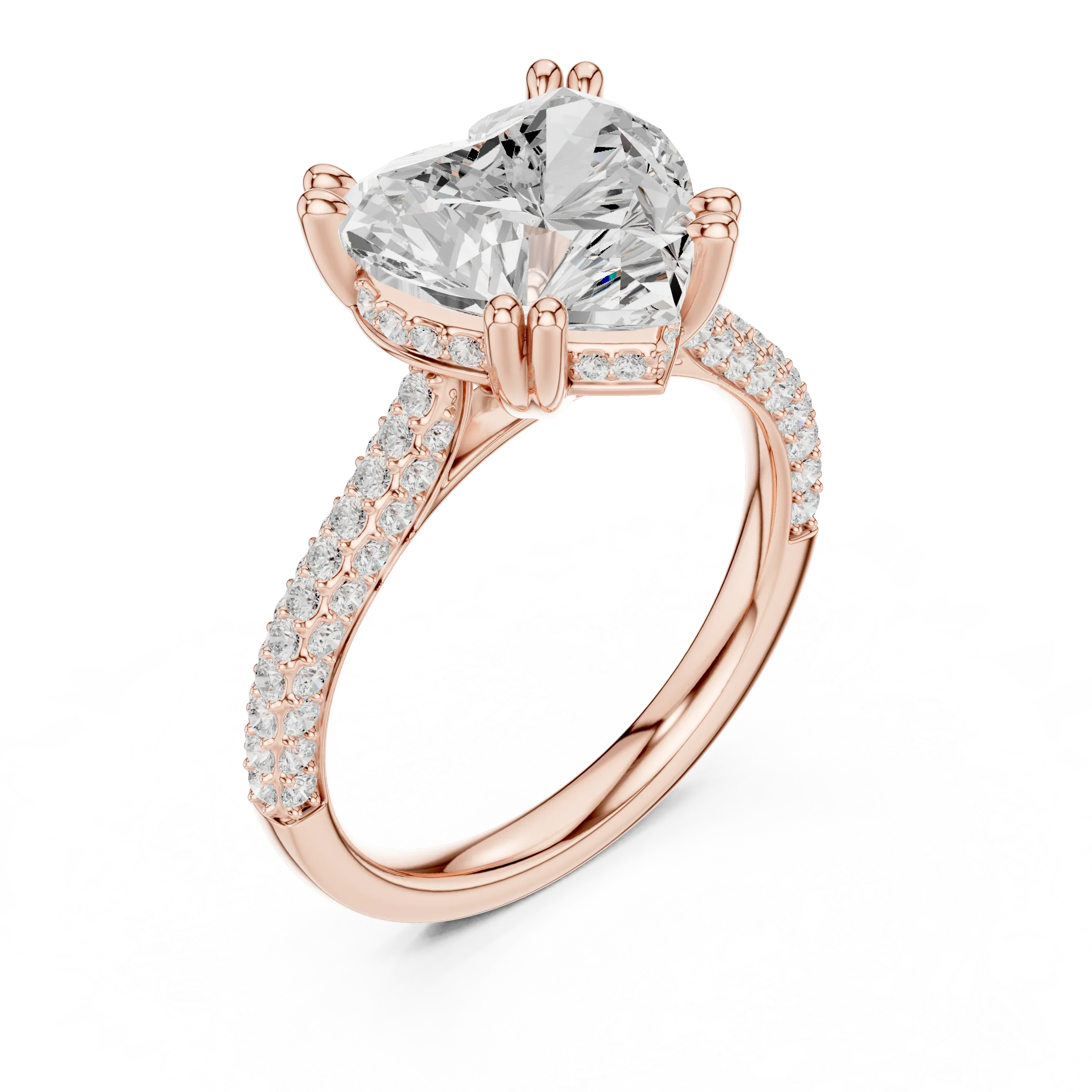4.62 CTW Heart Lab Grown Diamond Multi-Row Pave Hidden Halo Wedding Ring