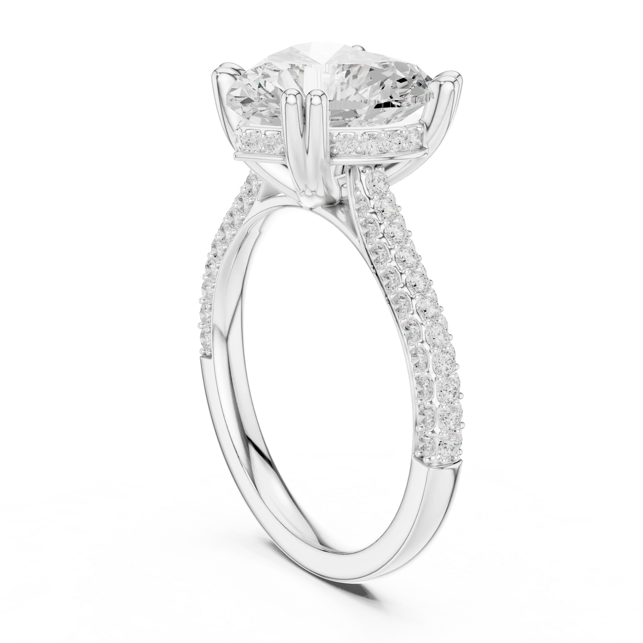 4.62 CTW Heart Lab Grown Diamond Multi-Row Pave Hidden Halo Wedding Ring
