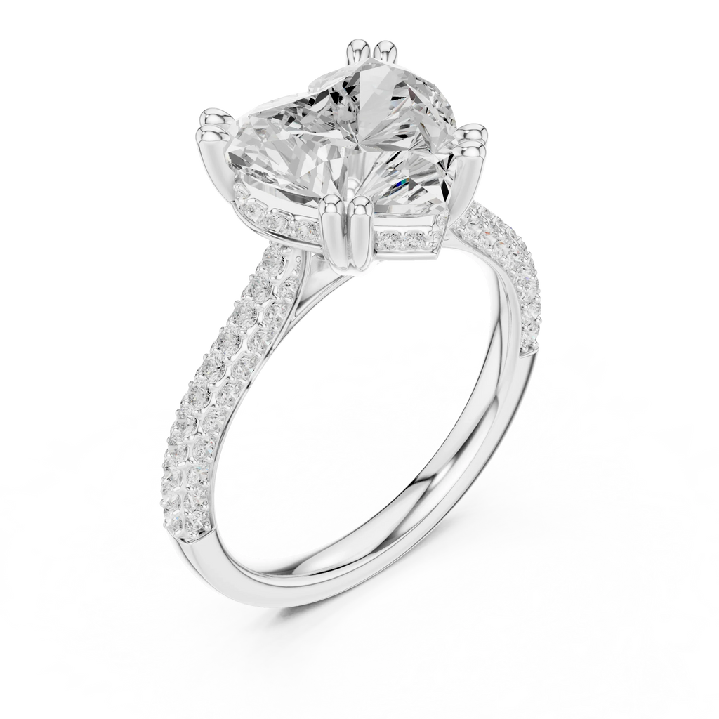4.62 CTW Heart Lab Grown Diamond Multi-Row Pave Hidden Halo Wedding Ring