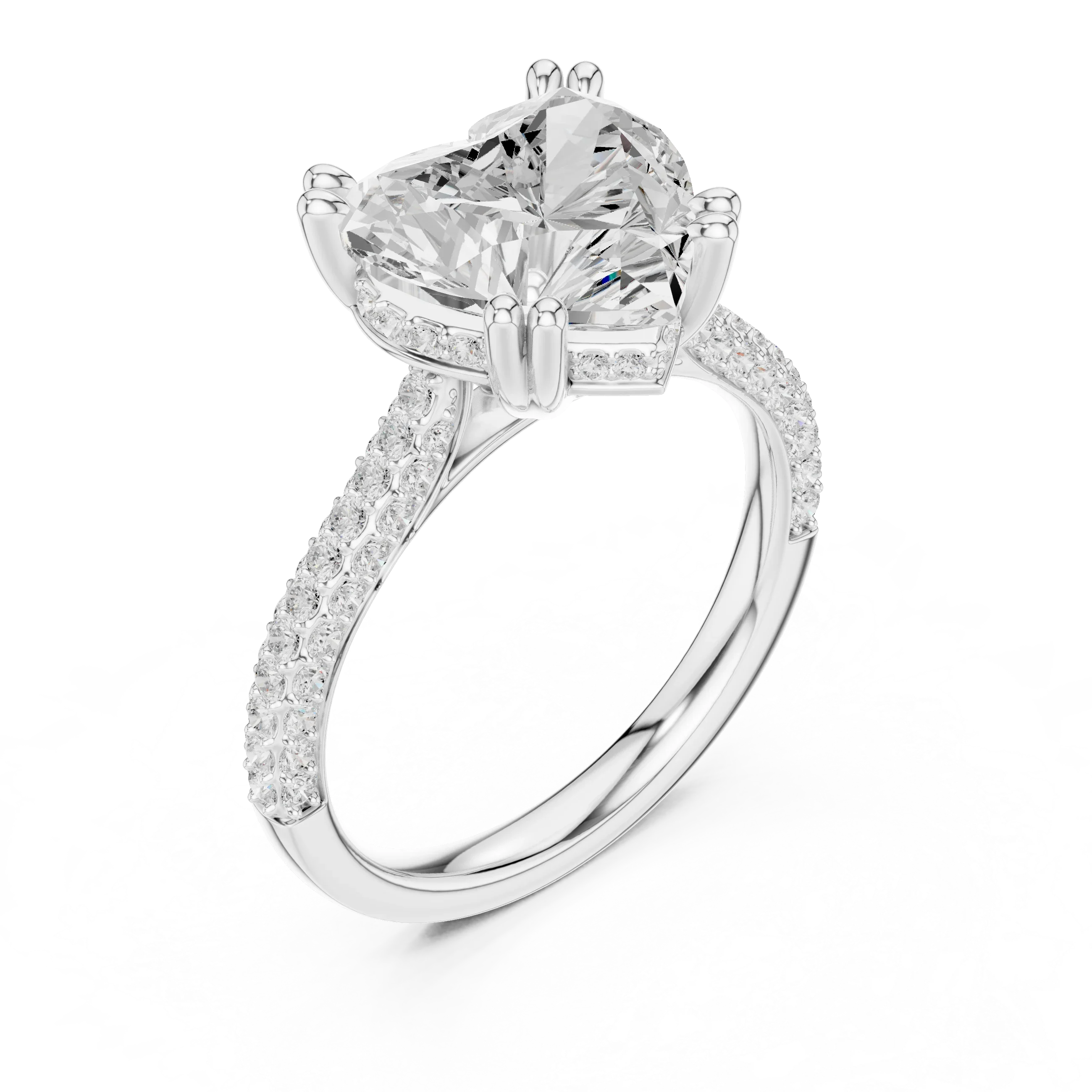 4.62 CTW Heart Lab Grown Diamond Multi-Row Pave Hidden Halo Wedding Ring