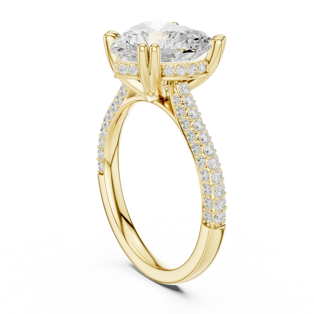 4.62 CTW Heart Lab Grown Diamond Multi-Row Pave Hidden Halo Wedding Ring