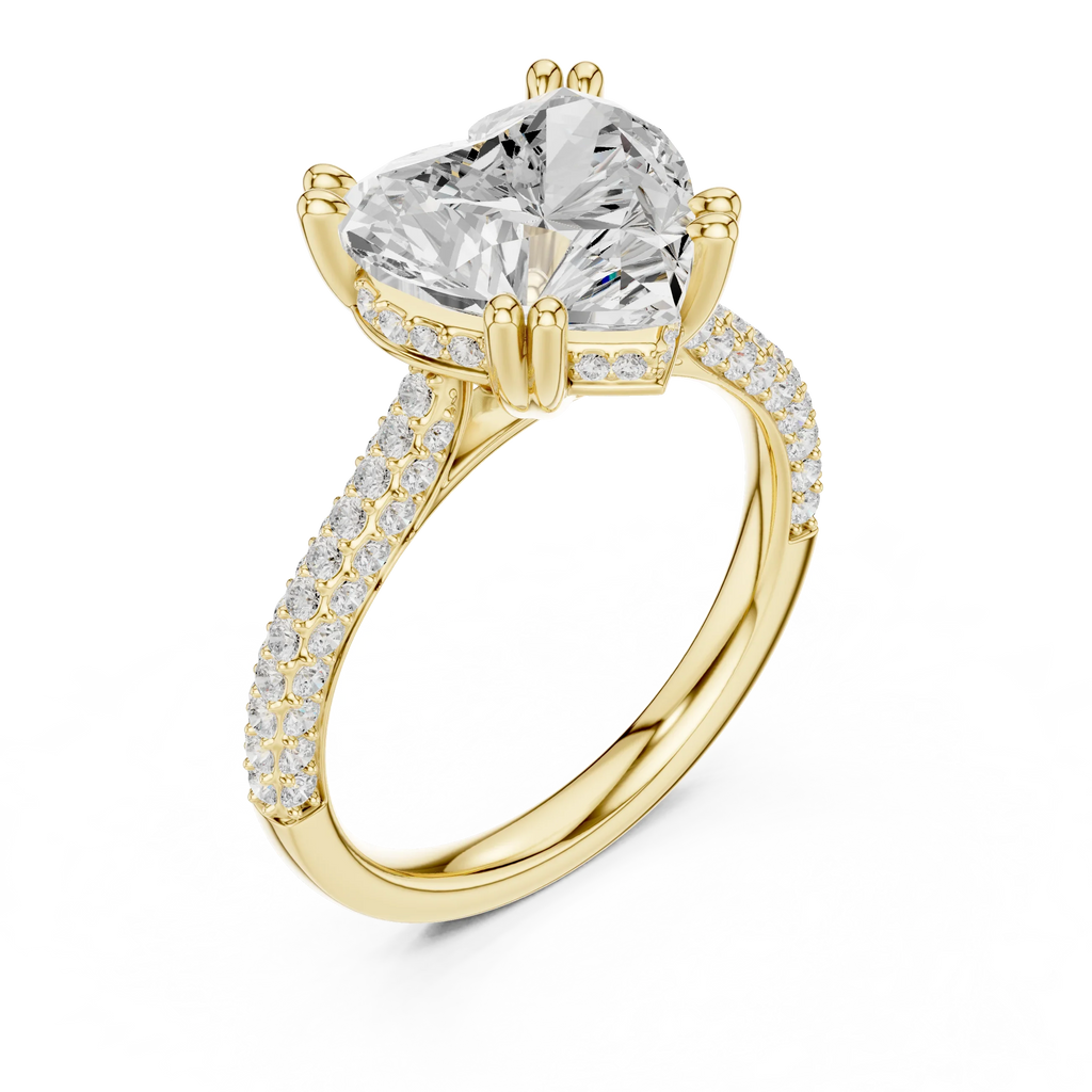 4.62 CTW Heart Lab Grown Diamond Multi-Row Pave Hidden Halo Wedding Ring