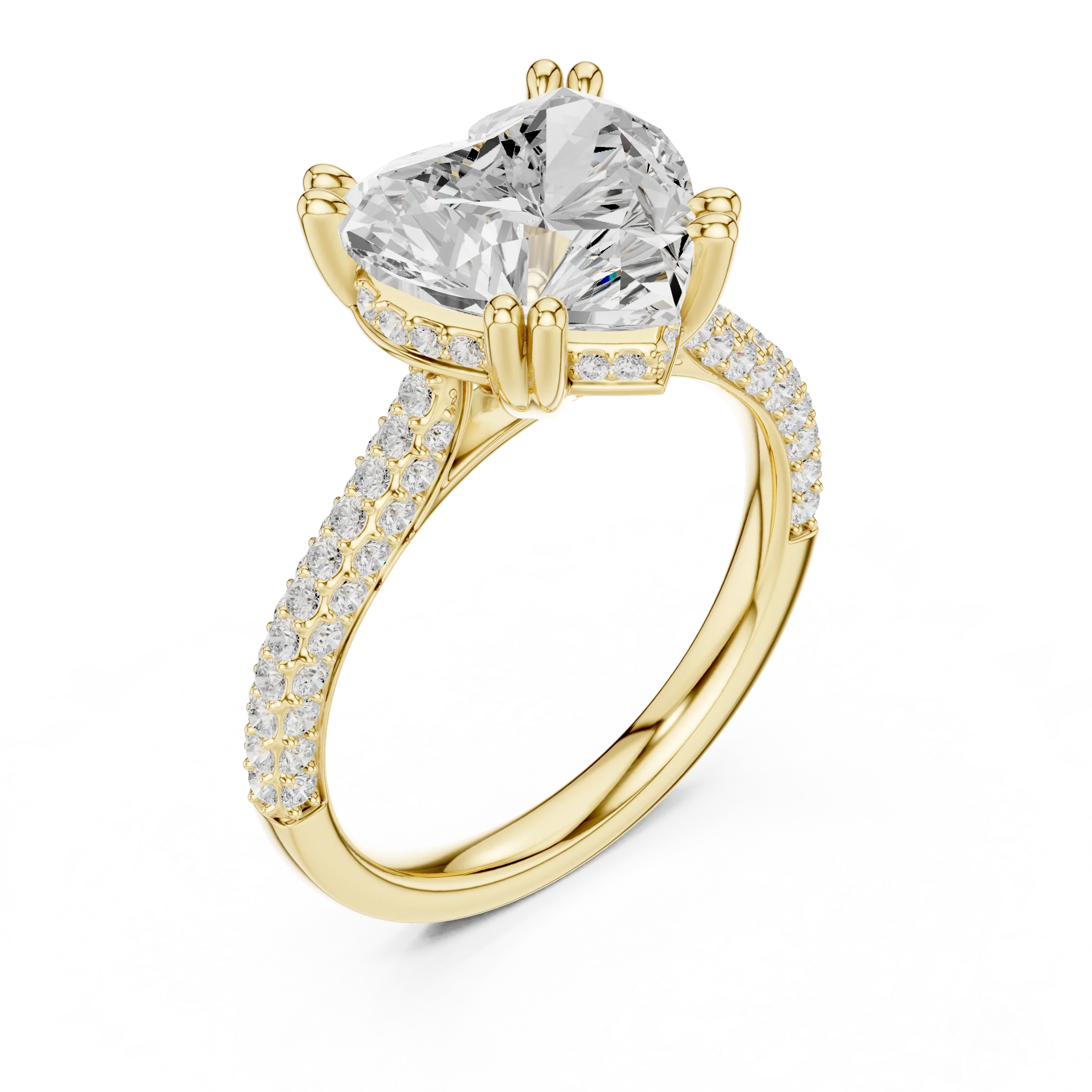 4.62 CTW Heart Lab Grown Diamond Multi-Row Pave Hidden Halo Wedding Ring