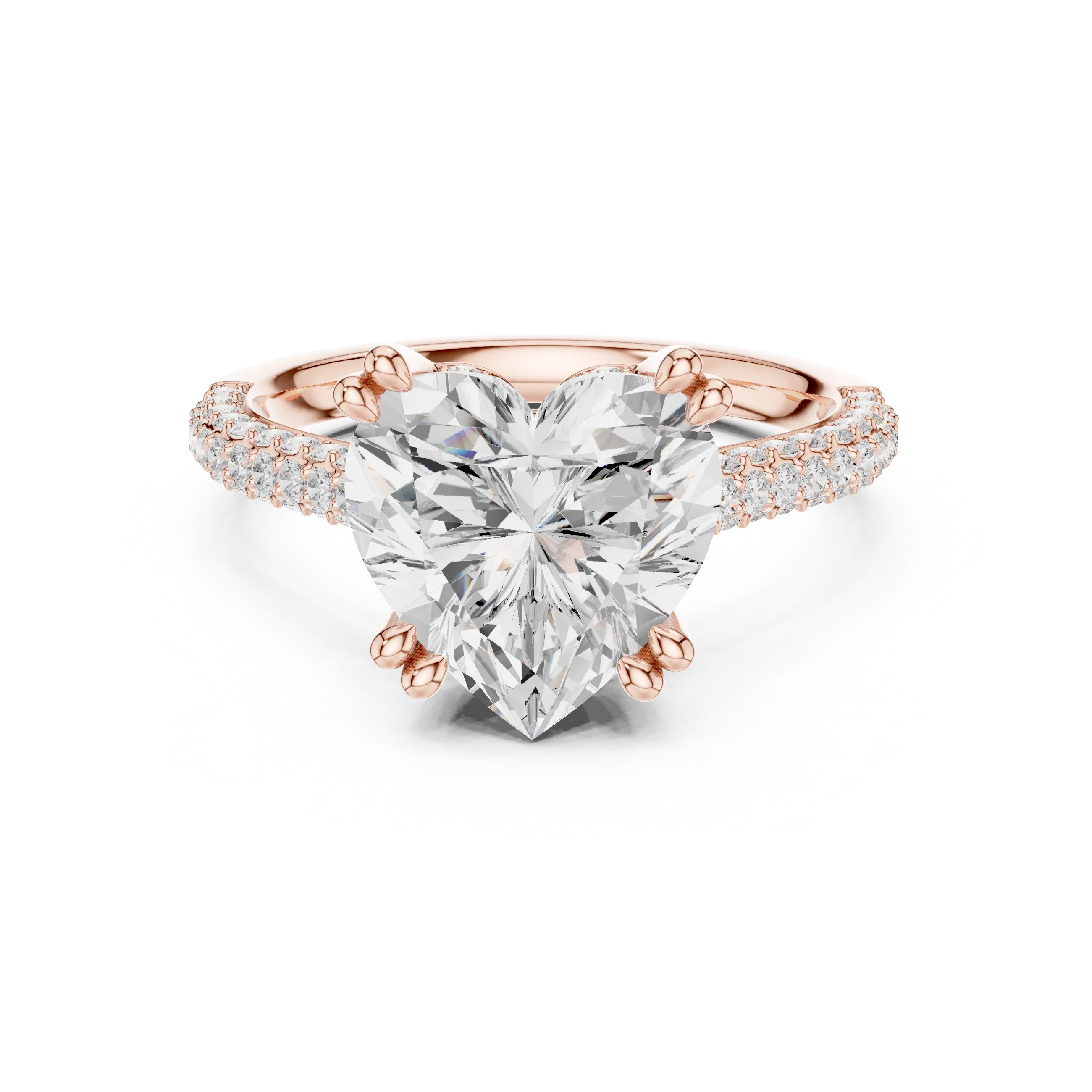 4.62 CTW Heart Lab Grown Diamond Multi-Row Pave Hidden Halo Wedding Ring