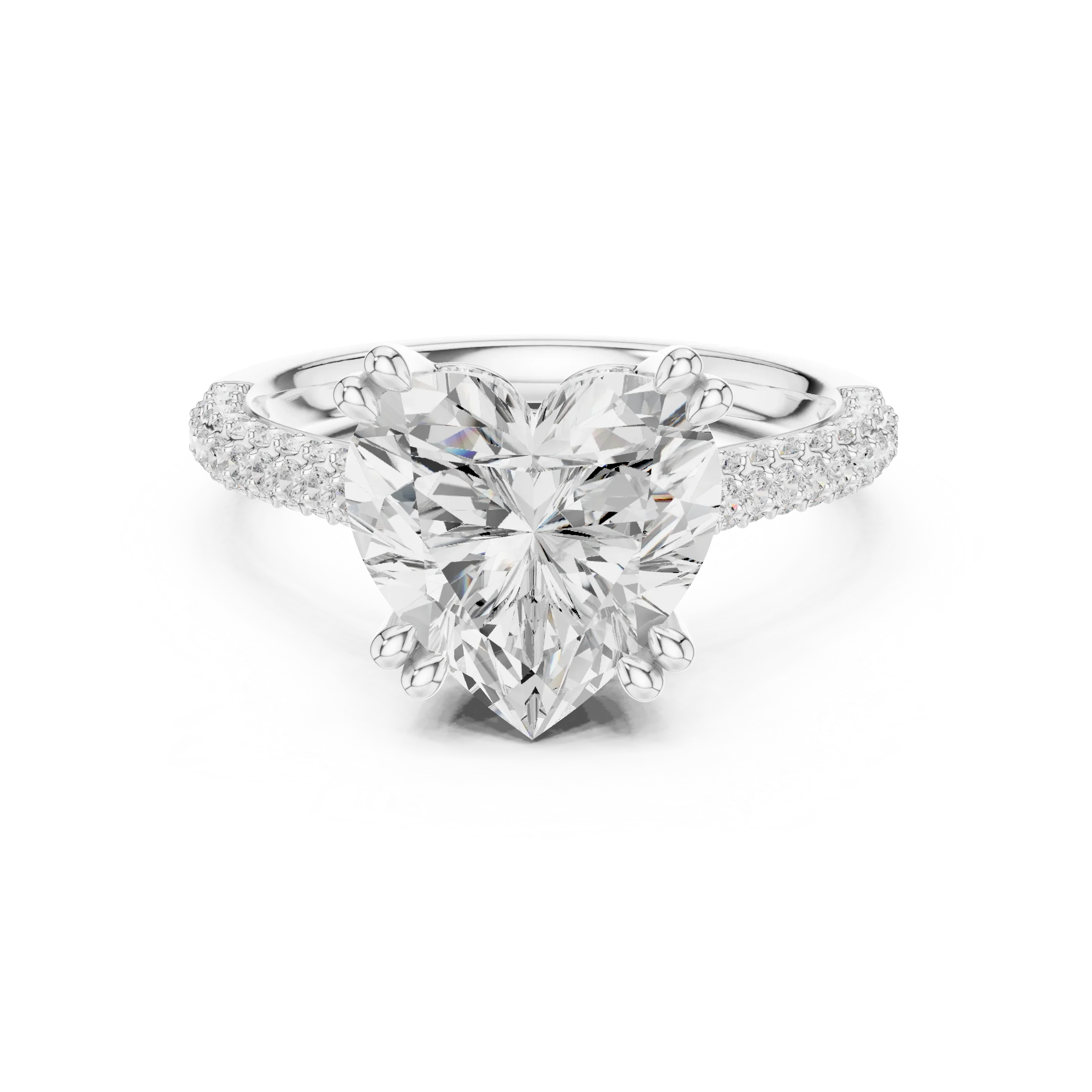 4.62 CTW Heart Lab Grown Diamond Multi-Row Pave Hidden Halo Wedding Ring