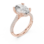 4.62 CTW Oval Cut Lab Grown Diamond Multi-Row Pave Hidden Halo Wedding Ring