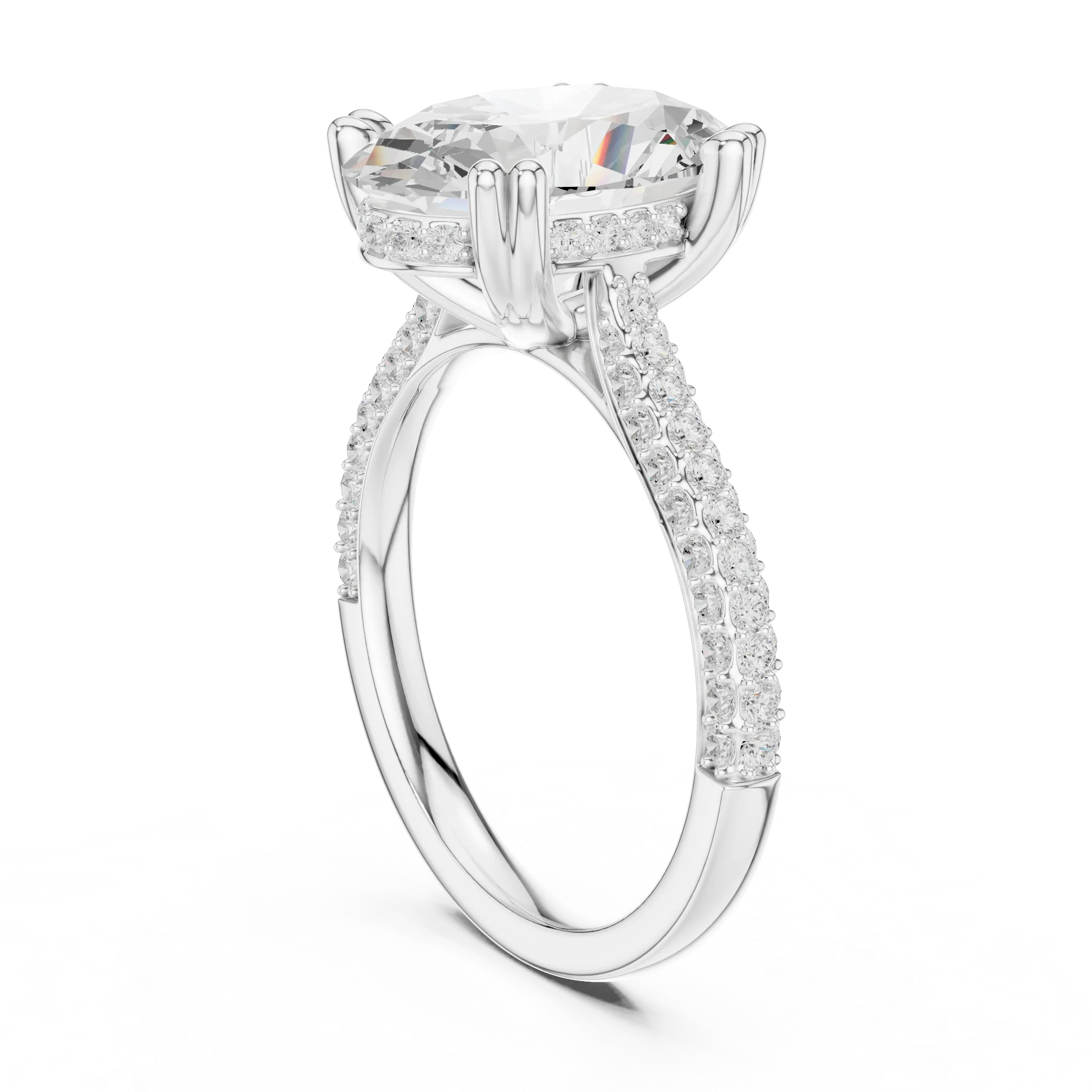 4.62 CTW Oval Cut Lab Grown Diamond Multi-Row Pave Hidden Halo Wedding Ring
