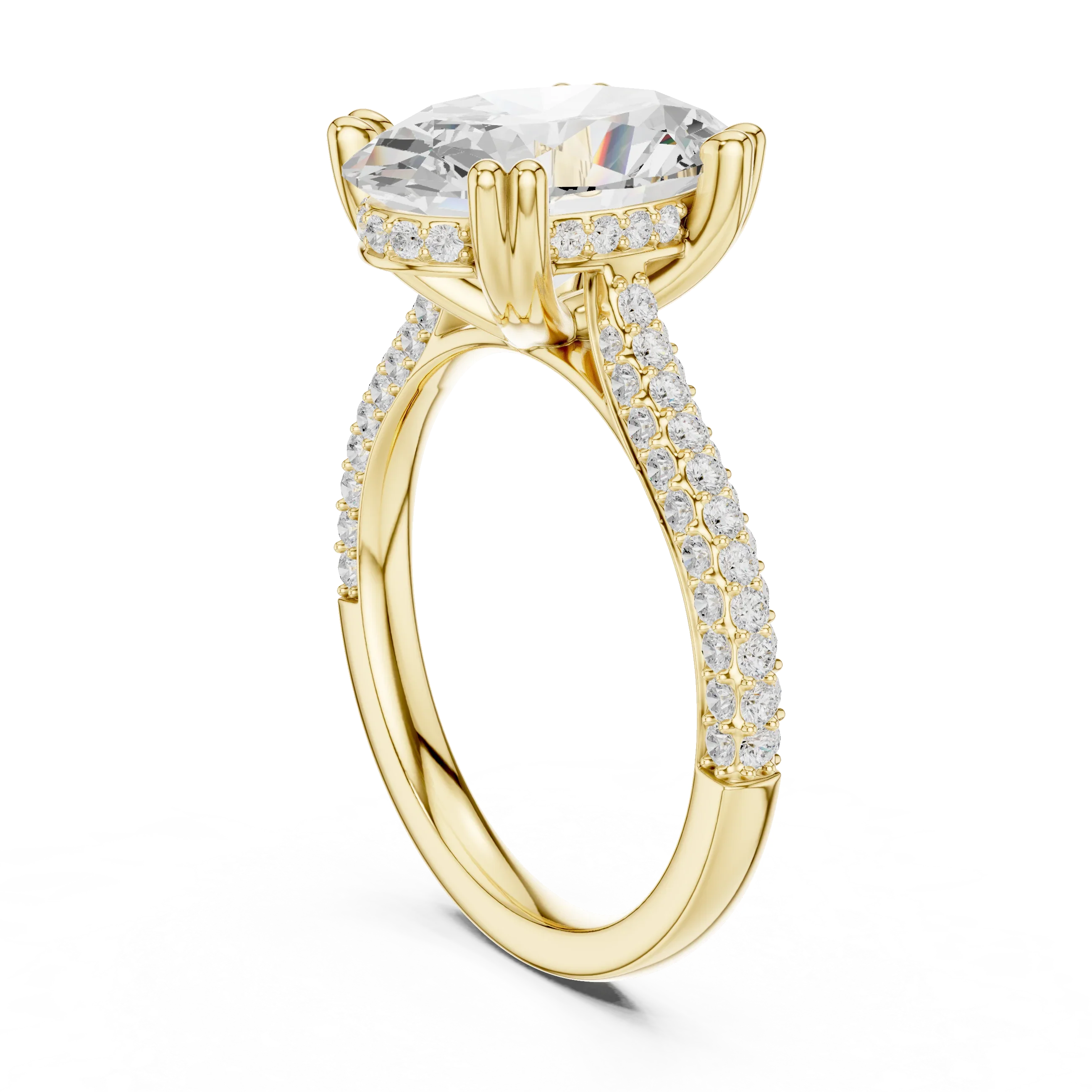 4.62 CTW Oval Cut Lab Grown Diamond Multi-Row Pave Hidden Halo Wedding Ring
