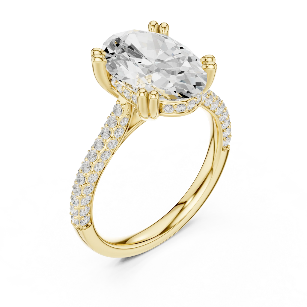 4.62 CTW Oval Cut Lab Grown Diamond Multi-Row Pave Hidden Halo Wedding Ring