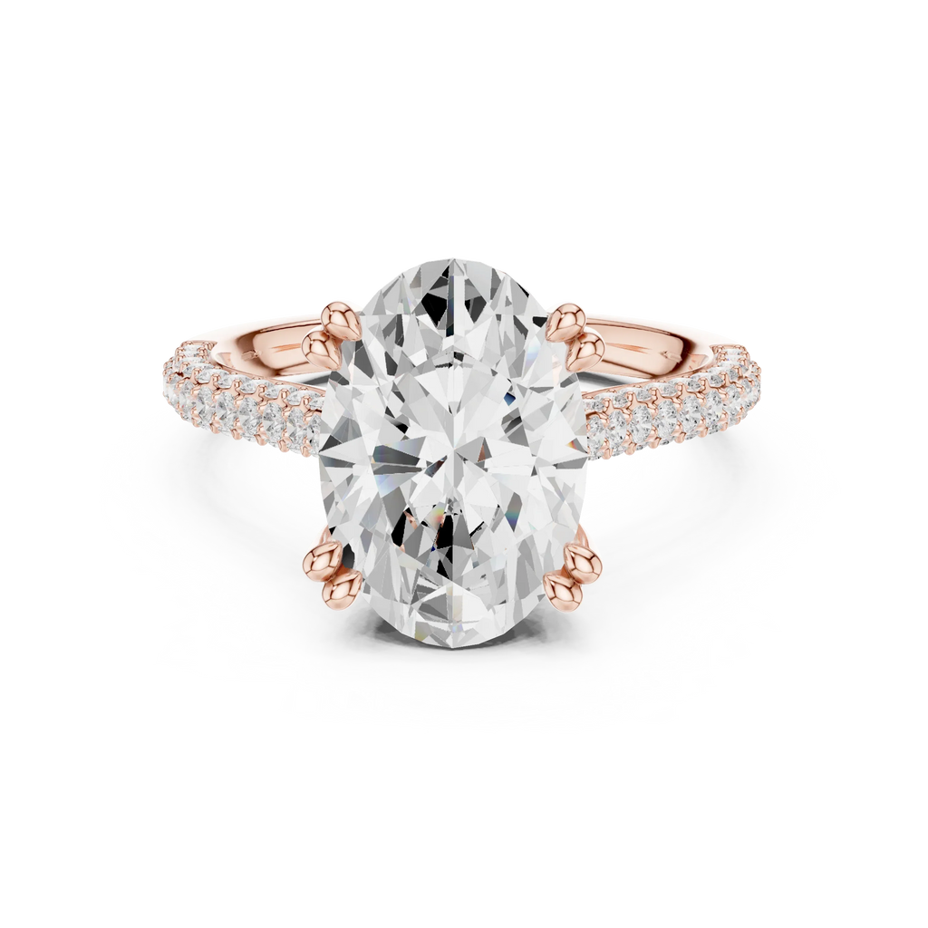 4.62 CTW Oval Cut Lab Grown Diamond Multi-Row Pave Hidden Halo Wedding Ring