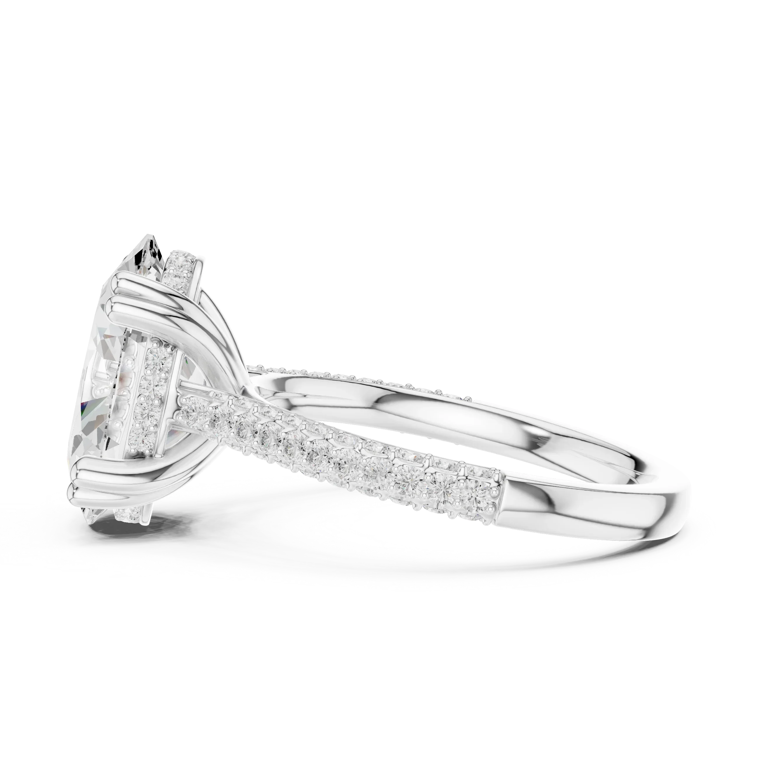 4.62 CTW Oval Cut Lab Grown Diamond Multi-Row Pave Hidden Halo Wedding Ring