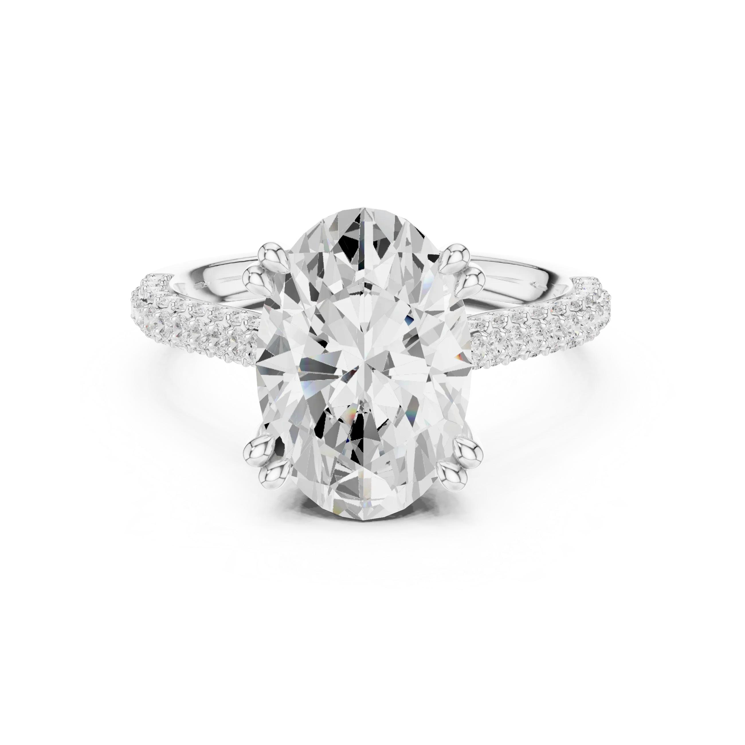 4.62 CTW Oval Cut Lab Grown Diamond Multi-Row Pave Hidden Halo Wedding Ring