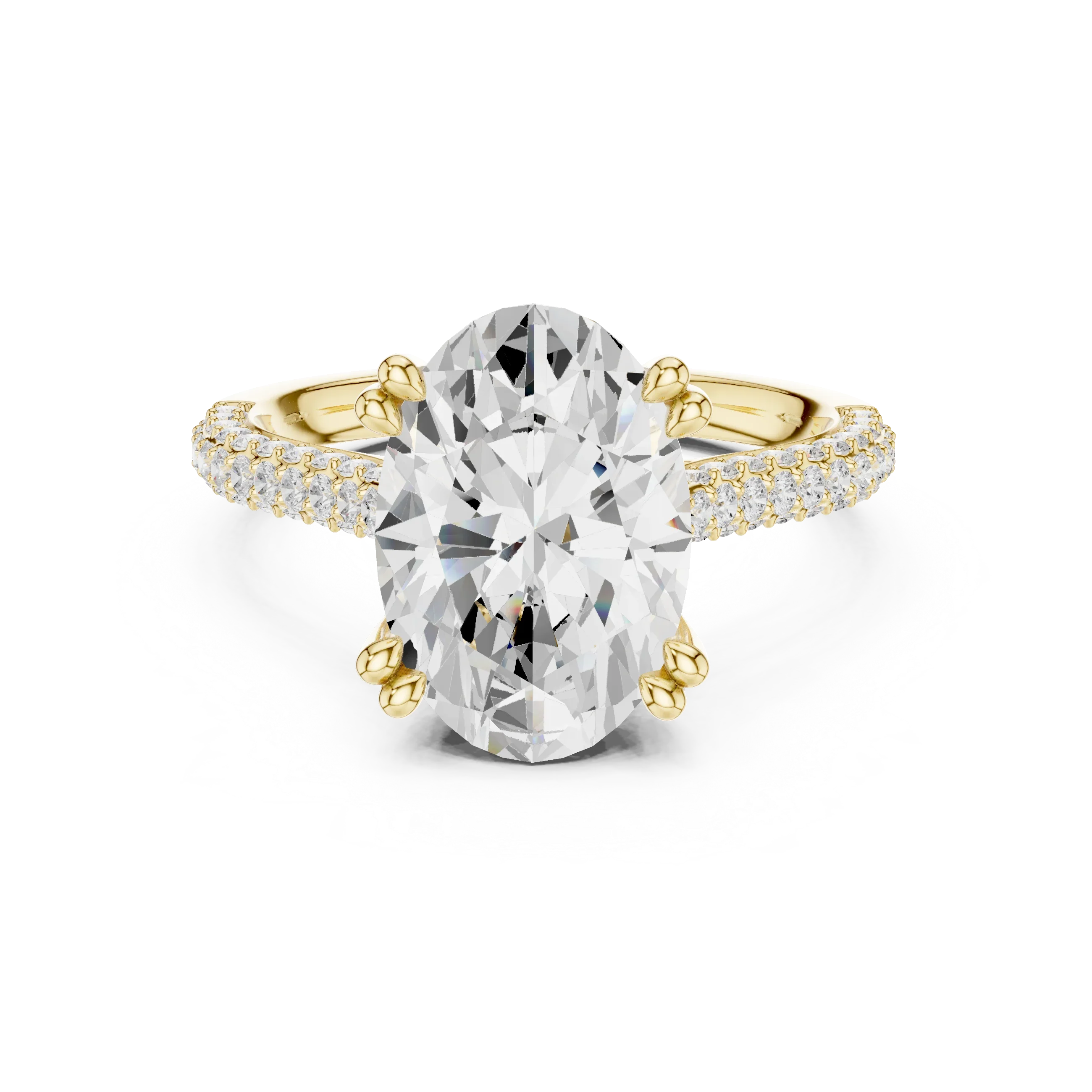 4.62 CTW Oval Cut Lab Grown Diamond Multi-Row Pave Hidden Halo Wedding Ring