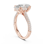 4.62 CTW Pear Cut Lab Grown Diamond Multi-Row Pave Hidden Halo Wedding Ring