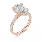 4.62 CTW Pear Cut Lab Grown Diamond Multi-Row Pave Hidden Halo Wedding Ring