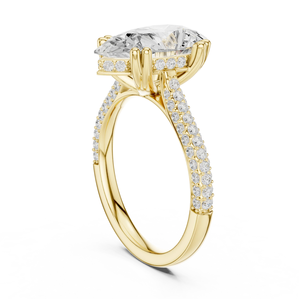 4.62 CTW Pear Cut Lab Grown Diamond Multi-Row Pave Hidden Halo Wedding Ring