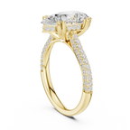 4.62 CTW Pear Cut Lab Grown Diamond Multi-Row Pave Hidden Halo Wedding Ring
