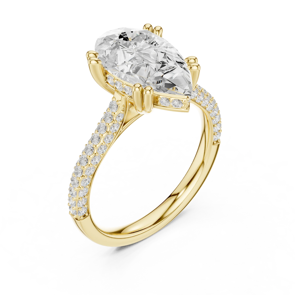 4.62 CTW Pear Cut Lab Grown Diamond Multi-Row Pave Hidden Halo Wedding Ring