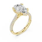 4.62 CTW Pear Cut Lab Grown Diamond Multi-Row Pave Hidden Halo Wedding Ring