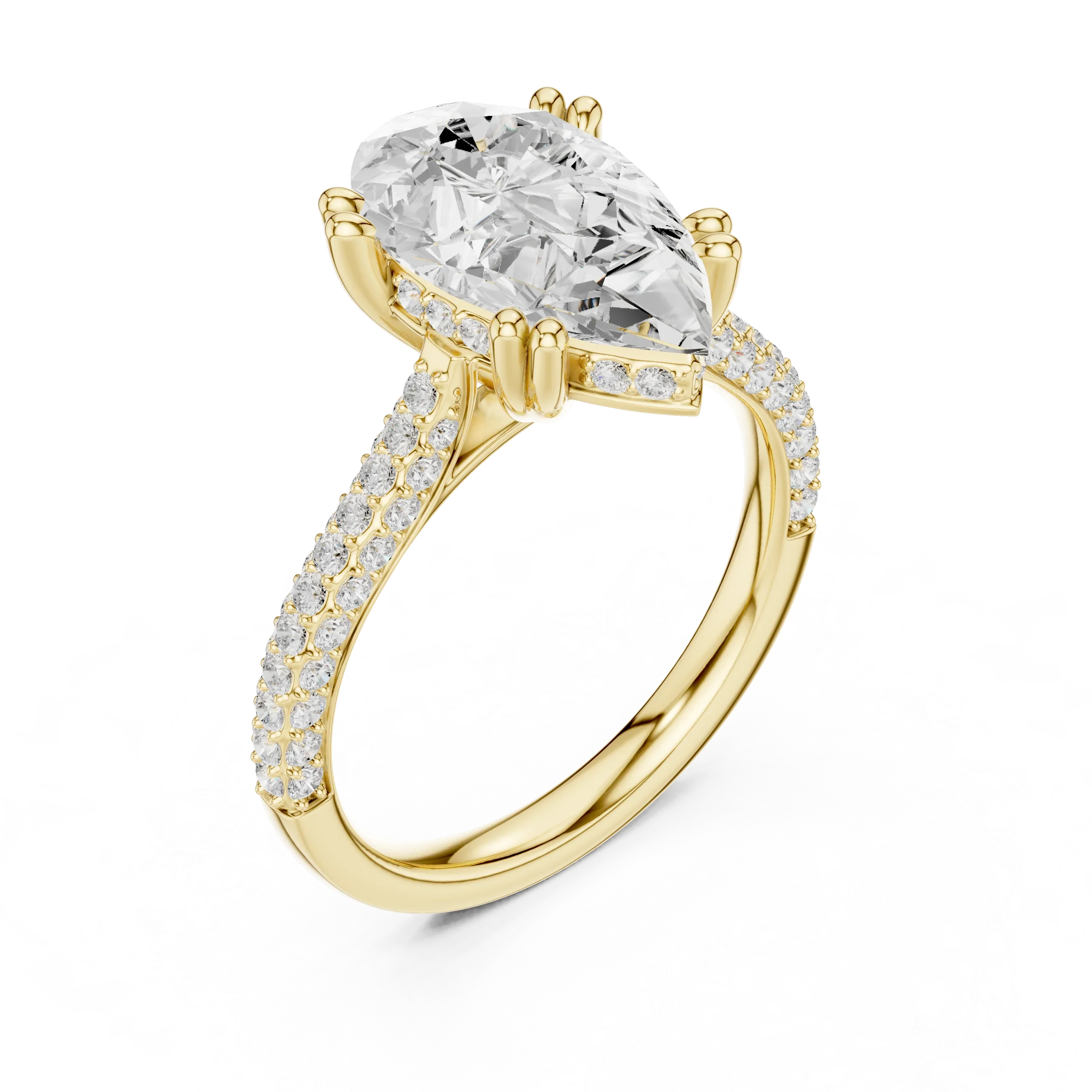 4.62 CTW Pear Cut Lab Grown Diamond Multi-Row Pave Hidden Halo Wedding Ring