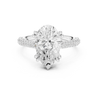 4.62 CTW Pear Cut Lab Grown Diamond Multi-Row Pave Hidden Halo Wedding Ring