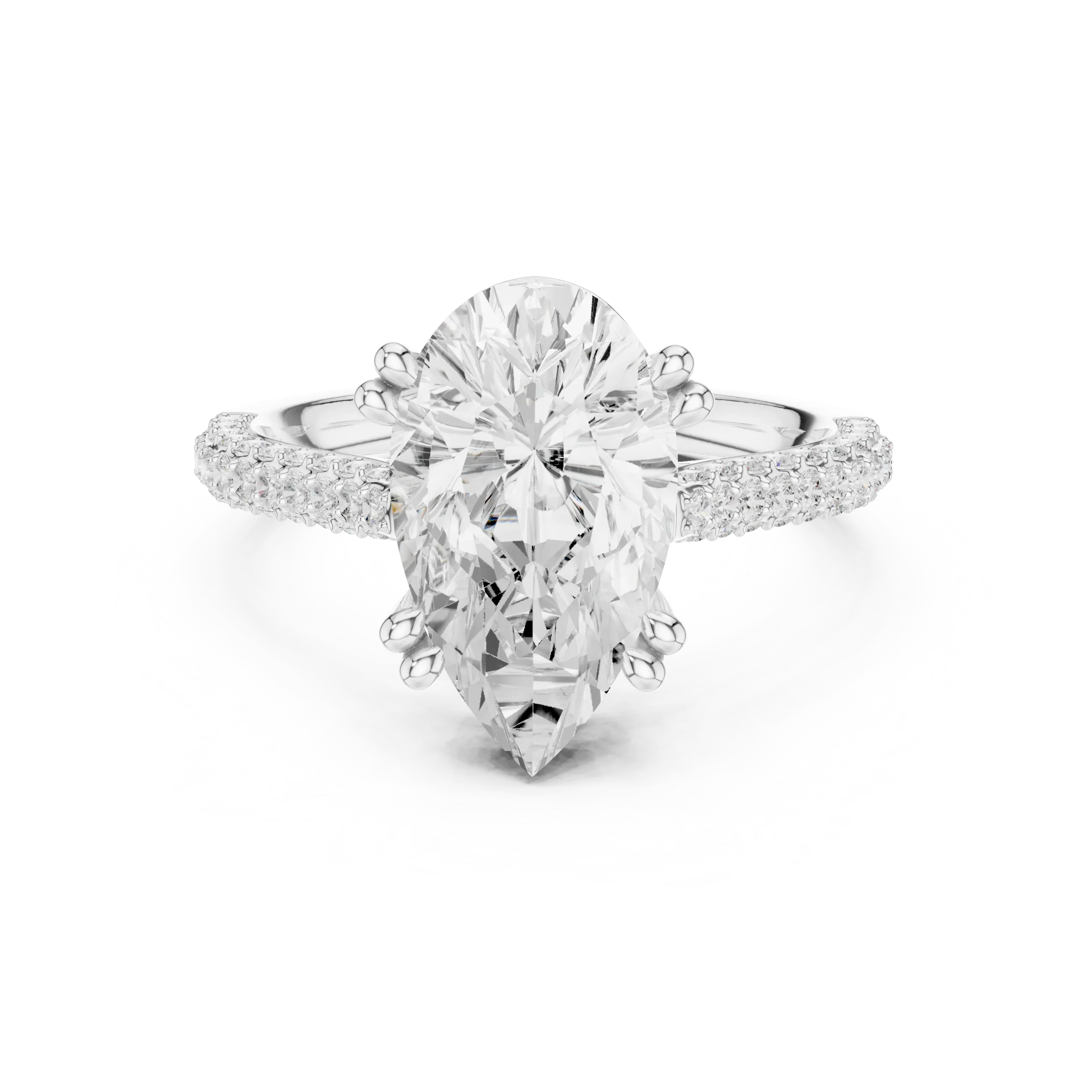 4.62 CTW Pear Cut Lab Grown Diamond Multi-Row Pave Hidden Halo Wedding Ring
