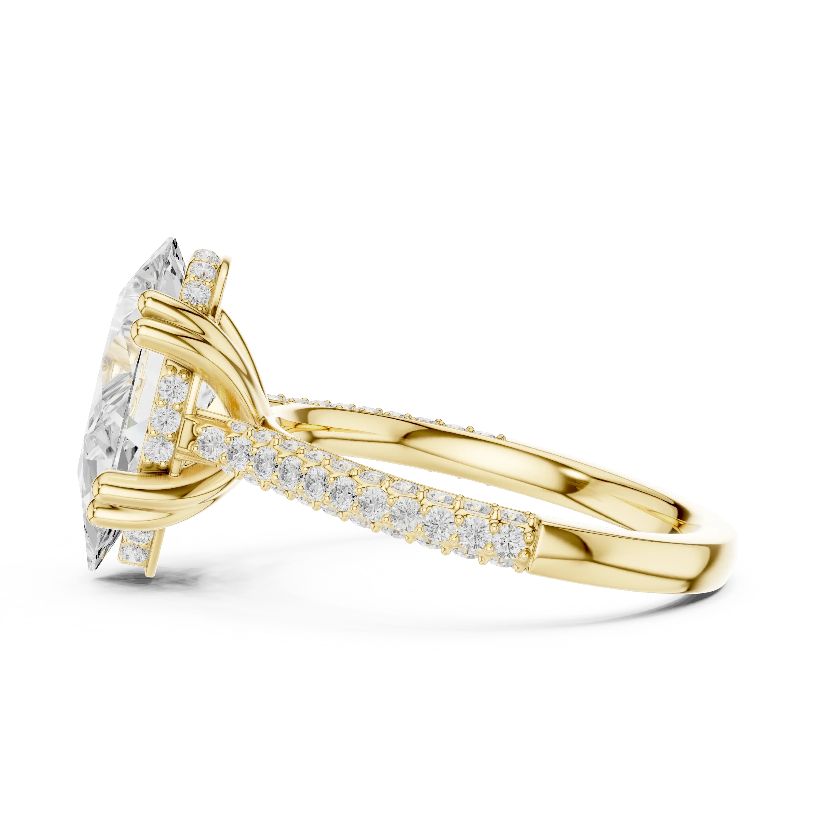 4.62 CTW Pear Cut Lab Grown Diamond Multi-Row Pave Hidden Halo Wedding Ring