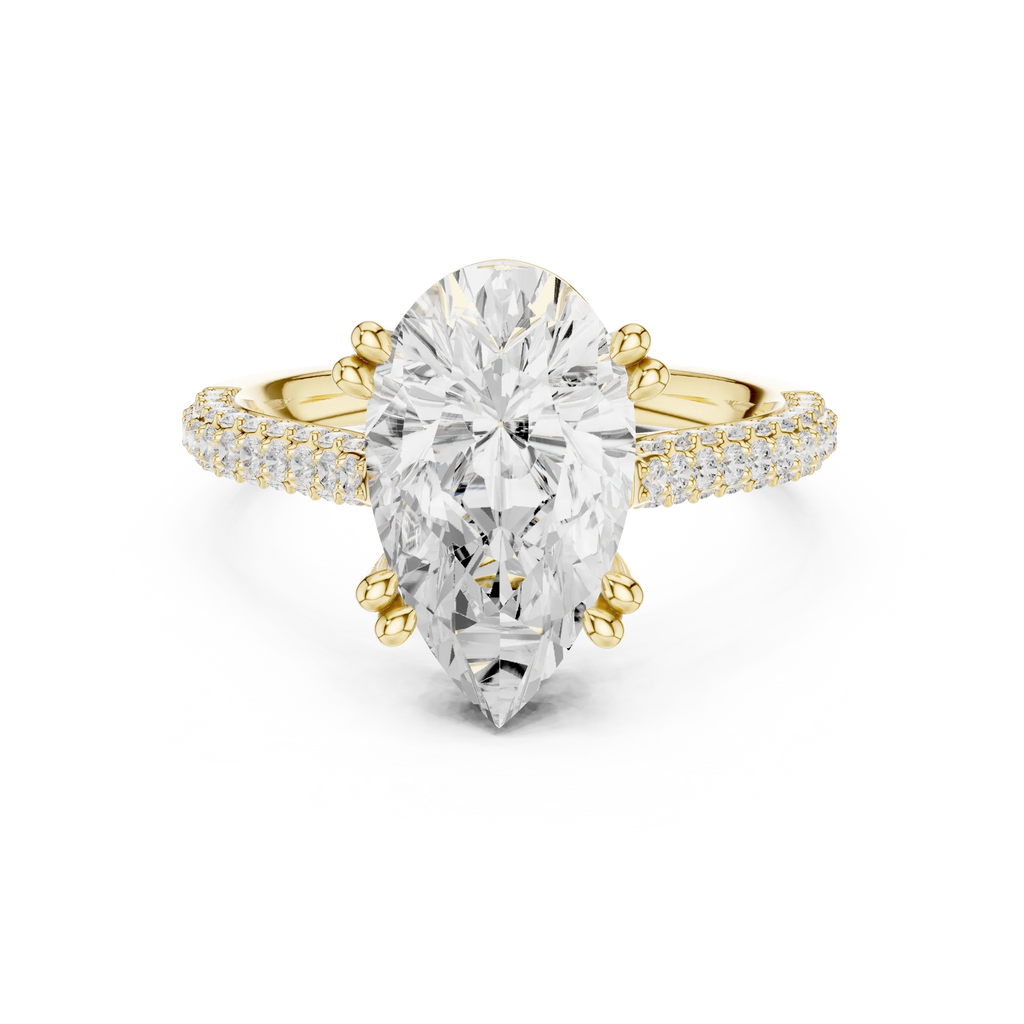 4.62 CTW Pear Cut Lab Grown Diamond Multi-Row Pave Hidden Halo Wedding Ring
