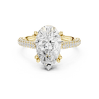 4.62 CTW Pear Cut Lab Grown Diamond Multi-Row Pave Hidden Halo Wedding Ring