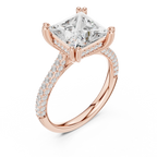 4.62 CTW Princess Cut Lab Grown Diamond Multi-Row Pave Hidden Halo Wedding Ring