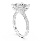 4.62 CTW Princess Cut Lab Grown Diamond Multi-Row Pave Hidden Halo Wedding Ring