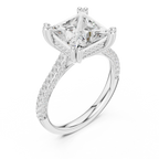 4.62 CTW Princess Cut Lab Grown Diamond Multi-Row Pave Hidden Halo Wedding Ring