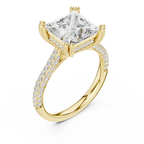 4.62 CTW Princess Cut Lab Grown Diamond Multi-Row Pave Hidden Halo Wedding Ring