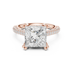 4.62 CTW Princess Cut Lab Grown Diamond Multi-Row Pave Hidden Halo Wedding Ring