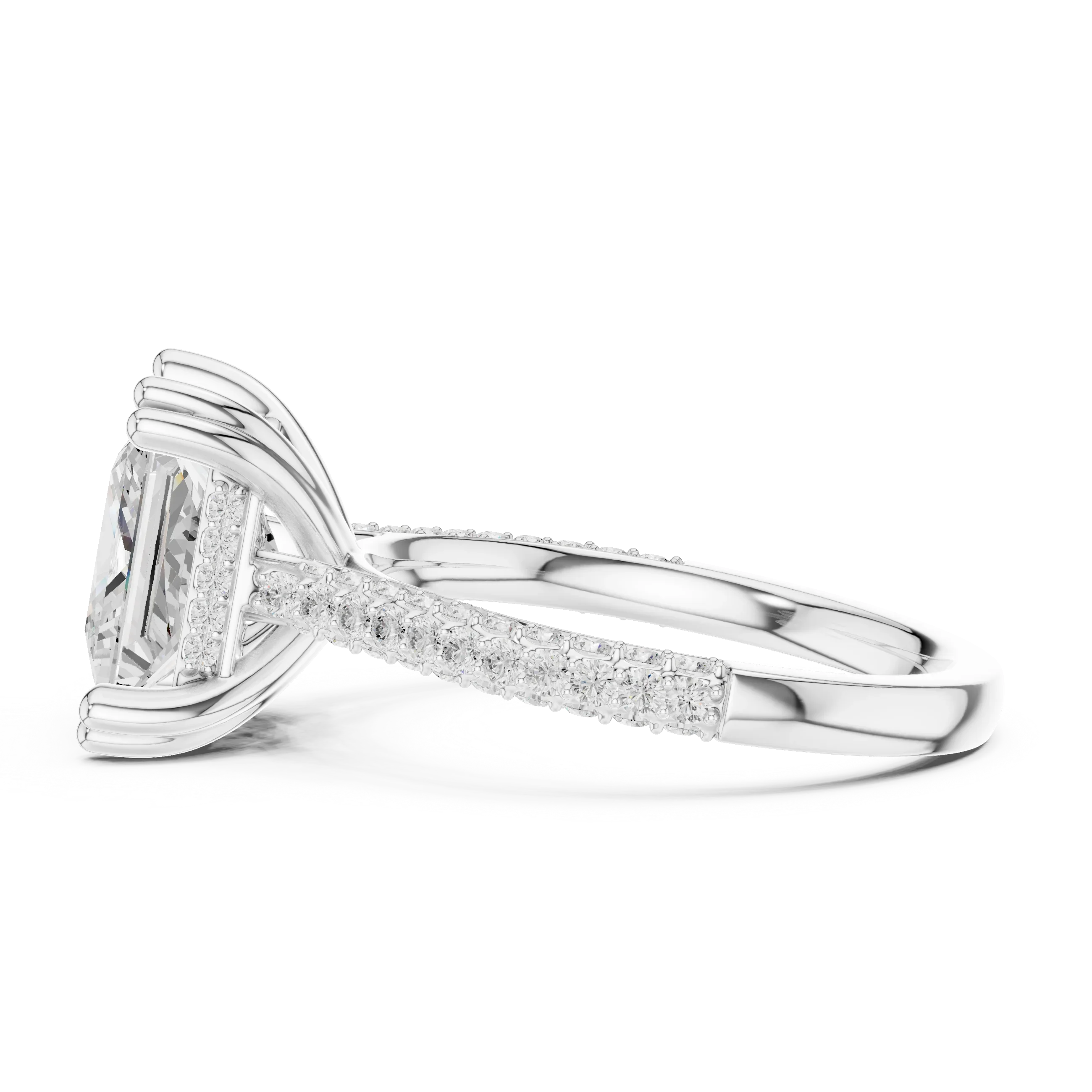 4.62 CTW Princess Cut Lab Grown Diamond Multi-Row Pave Hidden Halo Wedding Ring