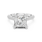 4.62 CTW Princess Cut Lab Grown Diamond Multi-Row Pave Hidden Halo Wedding Ring
