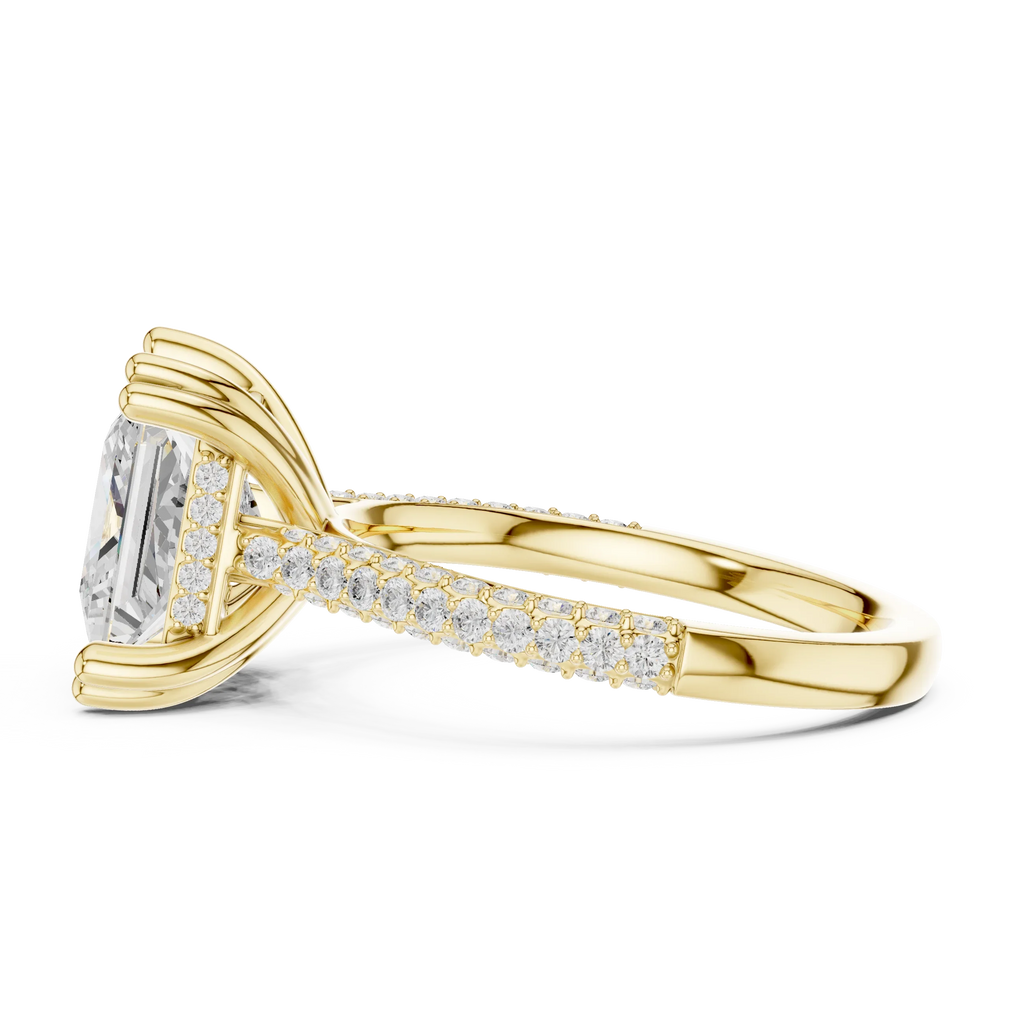 4.62 CTW Princess Cut Lab Grown Diamond Multi-Row Pave Hidden Halo Wedding Ring