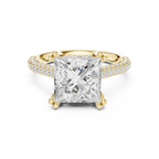4.62 CTW Princess Cut Lab Grown Diamond Multi-Row Pave Hidden Halo Wedding Ring