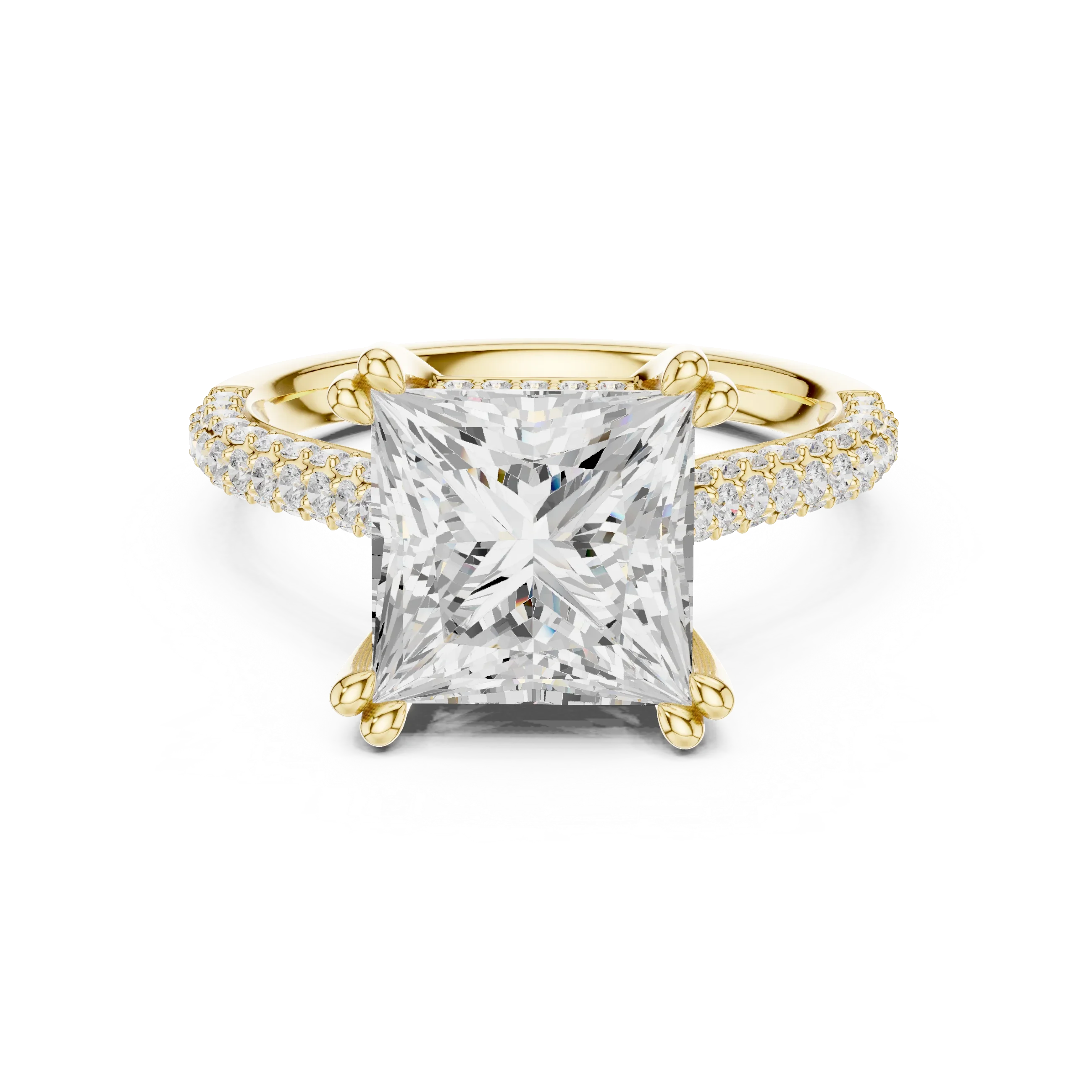 4.62 CTW Princess Cut Lab Grown Diamond Multi-Row Pave Hidden Halo Wedding Ring